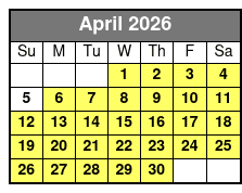Tandem Kayak (for 2 People) April Schedule