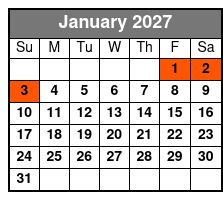 Single Kayak January Schedule