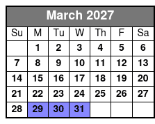 Clear Kayak Guided Tour March Schedule