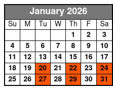 Calypso Breeze Daytime Tropical Buffet January Schedule