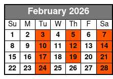 Calypso Breeze Daytime Tropical Buffet February Schedule