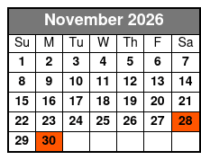 The Skyway Tour November Schedule