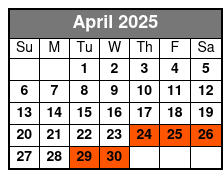2 Hour Day Sailing Cruise April Schedule