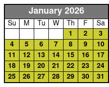 Sunset Sailing January Schedule