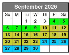 Sunset Sailing September Schedule