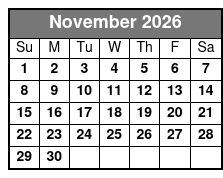 Sunset Sailing November Schedule