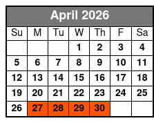 Sunset Tour April Schedule