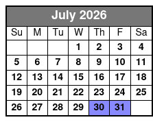 Sunset Tour July Schedule
