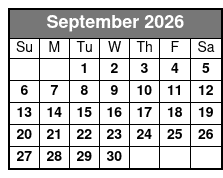 Sunset Tour September Schedule