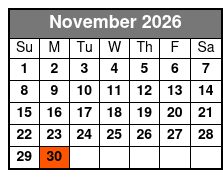 Sunset Tour November Schedule