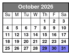 Glow Tour - Paddle at Night October Schedule