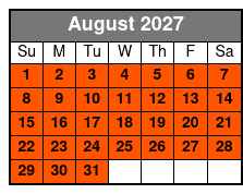 2.5 Hr - Private Mangroves August Schedule