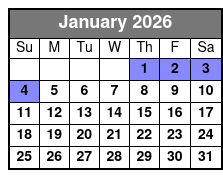 SkyLand Ranch & Horizon SkyRide Skylift January Schedule