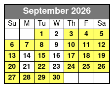 Dig'n Zone Theme Park  September Schedule