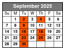 The King Comes Home Dinner Show September Schedule