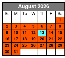 UTV Maverick 2 Seater August Schedule