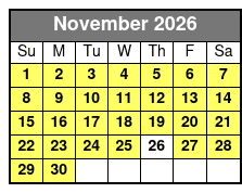 UTV Maverick 2 Seater November Schedule
