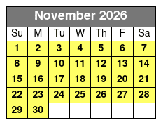 Lake View Tour November Schedule