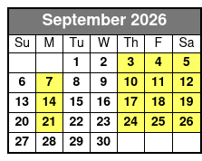 The Magic of Terry Evanswood September Schedule