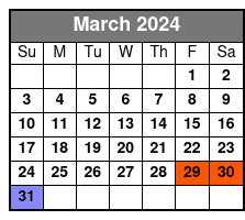 30 Minute Axe Throwing Session March Schedule