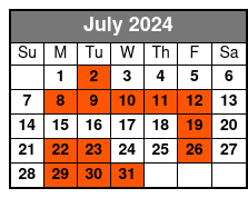 3/4 Day Fishing July Schedule