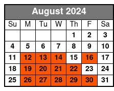 3/4 Day Fishing August Schedule