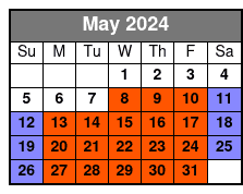 2-Hour Single Kayak May Schedule