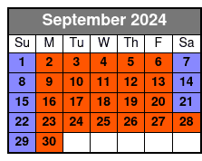 2-Hour Single Kayak September Schedule