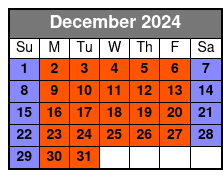 Full Day (8 Hrs) Single Kayak December Schedule