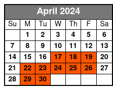 Half Day (4 Hrs) Single Kayak April Schedule