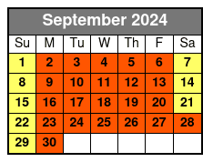 Half Day (4 Hrs) Single Kayak September Schedule