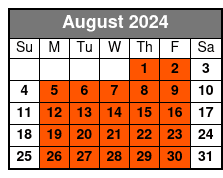 Half Day (4 Hrs) SUP Rental August Schedule