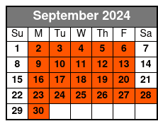 Half Day (4 Hrs) SUP Rental September Schedule