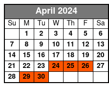 Full Day (8 Hrs) SUP Rental April Schedule