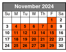 Full Day (8 Hrs) SUP Rental November Schedule