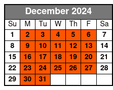 Full Day (8 Hrs) SUP Rental December Schedule