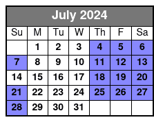 Sunset Sail July Schedule
