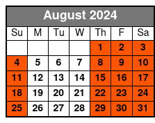 Sunset Sail August Schedule