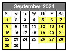 Sunset Sail September Schedule