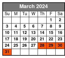 1-Day Attraction Ticket March Schedule