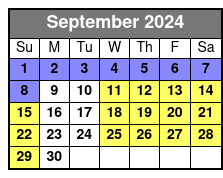 Sunset Cruise September Schedule