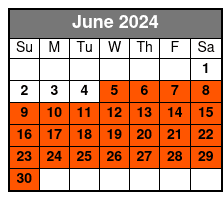 1 Hour Bike Rental June Schedule