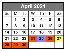 Daytime 1 Hour Tour April Schedule