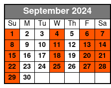 10:30am Departure September Schedule