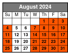 1-Hour of Axe-Throwing August Schedule
