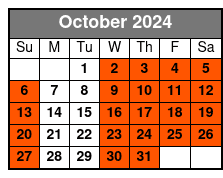 1-Hour of Axe-Throwing October Schedule