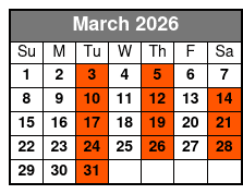 The Carolina Opry Regular Seating March Schedule
