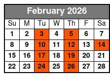 The Carolina Opry Value Seating February Schedule