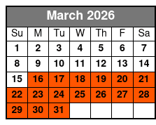 Axe Throwing March Schedule