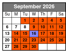Legends In Concert Bronze Seating September Schedule